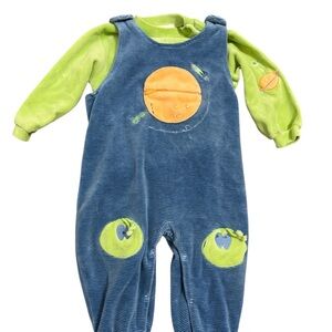 Le Top Vintage Valor Space Alien Blue and Green Kids Matching Set Hidden Alien